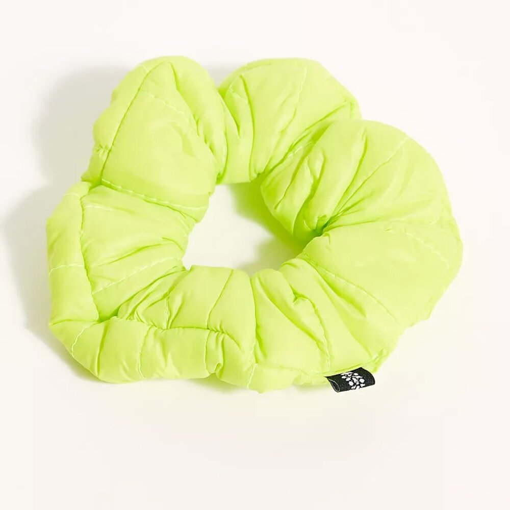 Neon Lime Quilted Scrunchie - Women's Hair Accessory